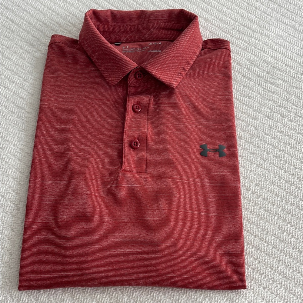 Under Armour Men's L Heathered Red Polo Shirt Short Sleeve - Picture 10 of 11